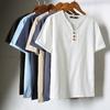 Camiseta de lino de manga corta para hombre, estilo nuevo de verano 2023, informal, de algodón y lino, de moda, de media manga, con cuello en V