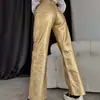 Pantalones Retro Rectos de Bolsillo Ancho Sueltos Dorados y Plateados de Pierna Ancha para Mujer Primavera y Otoño 2026 Europeos y Americanos Pantalones Largos Únicos Transfronterizos