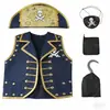 Fantasia de Pirata para Role-Playing Infantil Fantasia para Apresentação de 1º de Junho na Educação Infantil Conjunto de Fantasia de Pirata Caribenho para Meninos
