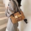 Bolsa Satchel Estilo Bowling Coreana para Mulheres 2025 Nova Tendência Outono e Inverno Retro Versátil Moda Fosca Crossbody Pequena Quadrada