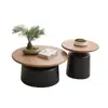 Mesa de centro de madera maciza color crema, adecuada para salas de estar, apartamentos pequeños, con un diseño minimalista y moderno, una mesa auxiliar de moda y una nueva mesa de té redonda estilo japonés.