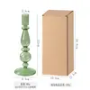 Portavelas de Vidrio Color Verde Viento Usado para Mesa de Comedor Atmósfera Boda B&B Habitación Modelo Decoración Adorno Portavelas