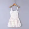 Vestido corto floral estilo princesa de la marca Z con cinturón, tirantes finos, suave y dulce, con detalles de flor de encaje Za