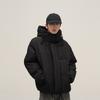 Sucesso de vendas no comércio exterior inverno preto tendência americana alto senso senso de design nicho com capuz jaqueta acolchoada de algodão casaco masculino amantes maré