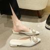Pantuflas Baotou con Pedrería para Mujer para Exterior Moda Primavera/Verano 2025 Zapatos Mules de Punta Talla Grande Sandalias de Comercio Exterior