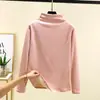 Camiseta Base de Manga Larga y Cuello Semi-Alto Talla Grande, Estilo Otoño e Invierno, Camiseta de Doble Cara de Felpa, Cepillada y Engrosada para Calor, Top para Mujer
