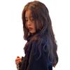 Peluca Diaria para Mujeres con Cabello Largo, Diadema Natural Completa, Peinado que Reduce la Edad, Elegante, Negro Cómic con Flequillo, Cabello Largo Rizado Negro