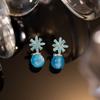 Aretes de Gota de Agua Piedra Ojo de Gato con Goteo de Aceite, Moda Popular Transfronteriza, Estilo Fresco y Femenino, Aretes de Lujo Ligero