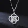 Collar Transfronterizo de Plata de Ley S925 Trébol de Cuatro Hojas de la Suerte Entrelazado con Moissanita de 1 Quilate Cadena para Clavícula de Temperatura de Lujo Ligero