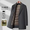 Outono e Inverno Novo Casaco Masculino de Lã de Comprimento Médio de Lã de Dupla Face Casaco Masculino com Forro Removível Corta-vento Espessado para Meia-Idade