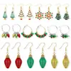 Brincos de Natal Laço Sino Liga Árvore de Natal Papai Noel Conjunto Combinado Brincos de Natal