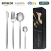 Conjunto de faca, garfo e colher de aço inoxidável transfronteiriço da Amazon, conjunto de talheres de 24 peças para Portugal, faca, garfo e colher para bife ocidental