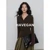 Camiseta Básica de Manga Larga Yujian HAVEGAN/Lana Tencel para Mujer Modelo Nuevo 2026 Cuello Henley Ajuste Ceñido Top Elástico