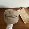Exportado para o Japão, chapéu de jornaleiro estilo Yamamoto com topo reto plissado para mulheres, novo estilo retrô japonês de outono e inverno, chapéu de equitação que afina o rosto