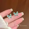 Brincos de Borboleta com Zircônia Verde Menta Doce para Mulheres, Exquisitos e Elegantes, de Alta Qualidade, Luxo Leve, Versáteis, Brincos Coração Feminino