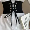 Cinturón de Cintura Ancho Negro con Cordones para Mujer, Chaleco Decorativo para Vestido, Cinturón Versátil de Moda Estilo Ins