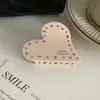 Yhj Accesorios para el Cabello Nuevo Pasador de Acetato Coreano con Forma de Corazón para Niñas, Pinza de Tiburón con Pedrería Rosa para la Parte Posterior de la Cabeza