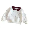 Moletom com gola estilo coreano para bebês meninas, blusa de base da moda de outono com estampa de desenho animado, peça de sobrepor solta e versátil para meninas