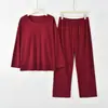 Nuevo Conjunto de Pijama de Dos Piezas para Mujer de Primavera y Otoño con Almohadillas en el Pecho, Conjunto Casual Suelto Simple Talla Grande para Casa