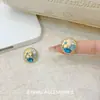 Pendientes de Flor Azul Elegantes Retro Diseño de Nicho Elegantes Exquisitos de Alto Valor Modernos Versátiles