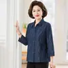 Camisa de Algodón de la Abuela, Chaqueta Ligera de Verano de Mamá, Camisa de Mezclilla Estampada, Ropa para Mujeres de Mediana Edad y Mayores, Ropa de Manga Tres Cuartos