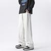 Pantalón de chándal gris bordado de cintura elástica para hombre, primavera y otoño, recto, deportivo, diseño de marca de moda, nicho, pantalones casuales