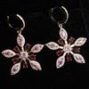 Brincos de diamantes coloridos em vermelho líquido, versão coreana de brincos de cristal de gelo com floco de neve branco, brincos de cores deslumbrantes, atacado