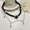 Collar de Borla con Gota de Agua Bordada con Diamantes de Lujo Ligero Estilo Francés, Cadena de Clavícula Doble Capa de Moda Única Dulce y Fresca para Chicas Picantes, Tendencia de Gama Alta