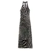 Vestido de Moda para Mujer con Estampado Animal, Cuello Halter, Estilo Europeo y Americano, Venta al por Mayor, Verano