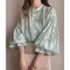 Camisa Larga de Manga Larga Transparente Suelta de Botones Sencillos con Cuello Alto Dulce Reversible Estilo Coreano Japonés Ropa para Clima Templado Ropa de Protección Solar