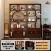 Prateleira de Exposição Antiga Chinesa Rack de Armazenamento de Conjunto de Chá Gabinete de Exibição de Chá para Sala de Estar Não é Madeira Maciça Suporte de Exibição de Ornamentos do Pavilhão Multi-Tesouro