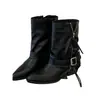 Botines estilo western con flecos de vaquero, botas de montar de punta fina, botas de media caña de moda con tacón grueso, antideslizantes, decoradas con cremallera