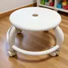 Taburete Bajo con Ruedas, Taburete Redondo de Plástico para Niños, Taburete Giratorio Silencioso para el Hogar para Niños Pequeños, Taburete con Ruedas Universales