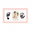 Tinta para Huellas de Patas de Mascota Gato Perro de Tres Colores Personalizada (No requiere lavado a mano) Marco de Fotos Conmemorativo de Huellas de Manos y Pies para el Primer Cumpleaños del Bebé Set de Exhibición de Mesa