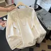 Nova blusa de cetim jacquard estilo chinês, coleção de primavera feminina de manga longa, apresentando um design tradicional chinês, com bordados e pedrarias requintados