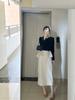 Conjunto de Duas Peças para Mulheres - Estilo Coreano de Primavera Antecipada 2026 - Top de Veludo Francês Patchwork de Alta Qualidade Inspirado em Chanel + Saia Bodycon com Lantejoulas