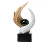 Adornos de resina para escritorio, con un diseño abstracto de veta de madera, una esfera de cristal negro y artesanía de resina creativa, perfectos para decorar una entrada.