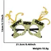 Decoraciones de Año Nuevo 2026 Gafas Nochevieja Fiesta de Año Nuevo Accesorios para Fotos Celebra el Año Nuevo Montura de Gafas Rayada Negra Dorada
