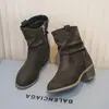 Populares botas Martin 2026 para niñas, nuevas botas de princesa vintage arrugadas de otoño, ajustadas, de media caña, versátiles
