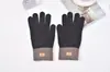 Luvas Quentes de Inverno Tricotadas Quentes Lã Jacquard Etiqueta de Couro Imitação Caxemira Luvas Touchscreen Luvas de Jogo Jacquard