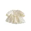 Roupas de bebê, nova coleção de outono, macacão, body para recém-nascido, vestido de celebração de primeiro mês para bebê menina, vestido de princesa de renda
