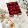 Exquisito juego de bolas decorativas para árbol de Navidad de terciopelo de alta gama 12 piezas bola de Navidad de color sólido de terciopelo juego de caja de regalo