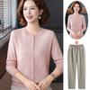 Elegante Top de Punto de Primavera para Mamá de Mediana Edad, Nuevo Conjunto de Camiseta Básica de Manga Larga con Cuello Redondo para Primavera y Otoño para Mujeres de Mediana Edad y Mayores