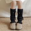 Botas y Calcetines para Niños con Lazo, Calcetines Holgados Acanalados de Otoño e Invierno, Calentadores de Pantorrilla Gruesos de Lana Estilo Coreano