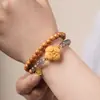 Pulseira Original DIY de Madeira de Pessegueiro, Caqui Símbolo de Boa Sorte, Acessórios Simples para Homens e Mulheres, Contas de Oração, Joias Colecionáveis, Atacado do Fabricante