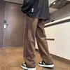 Pantalones de pana con forro polar para hombre, Pantalones deportivos de pierna recta de moda para otoño e invierno, Corte holgado, Pantalones largos casuales deportivos de pierna ancha y caída para hombre
