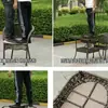 Juego de Mesa y Sillas para Balcón Exterior, Juego de Tres Piezas de Sillas de Ratán para Patio Exterior, Jardín, Ocio al Aire Libre y Uso en Casa, Mesa Pequeña Larga