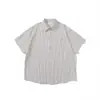 Nanxia Disguise 2026 Verão Nova Silhueta Japonesa Camisa de Manga Curta Listrada Bolso na Frente Solta Workwear Camisa de Meia Manga