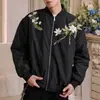 Chaqueta de Moda Otoño/Invierno para Hombre Estilo Harajuku Japonés Chaqueta de Béisbol para Jóvenes Versátil Tendencia Nacional Chaqueta con Bordado Floral