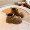 Botas para niño para primavera y otoño, Botas de cuero negro estilo británico para bebés niños, Botas impermeables para niños mayores, Botas estilo Dr. Martens para niñas